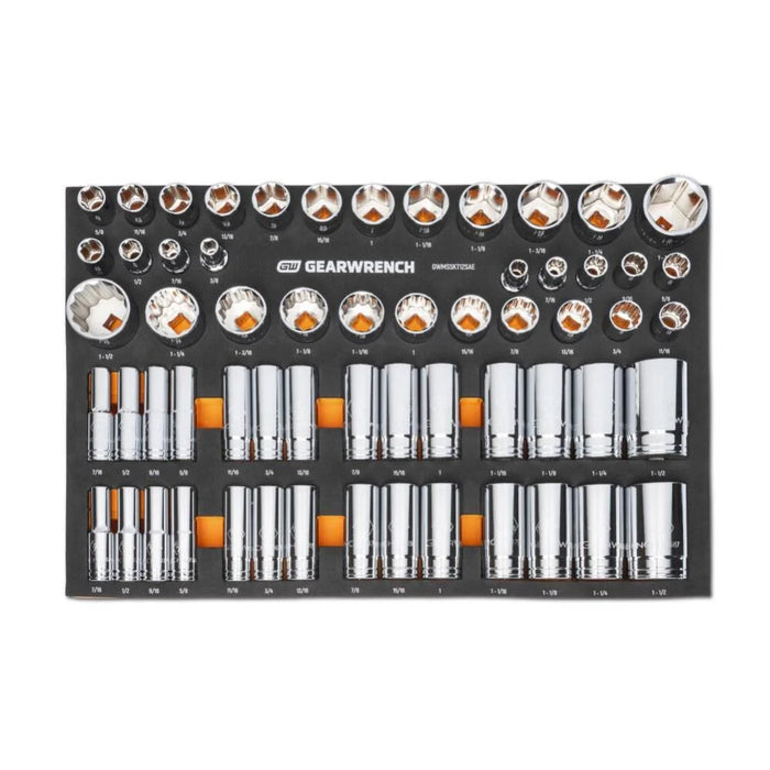 GEARWRENCH 60 Piece 1/2� Drive Master SAE Socket Set in Foam Storage Tray - GWMSSKT12SAE