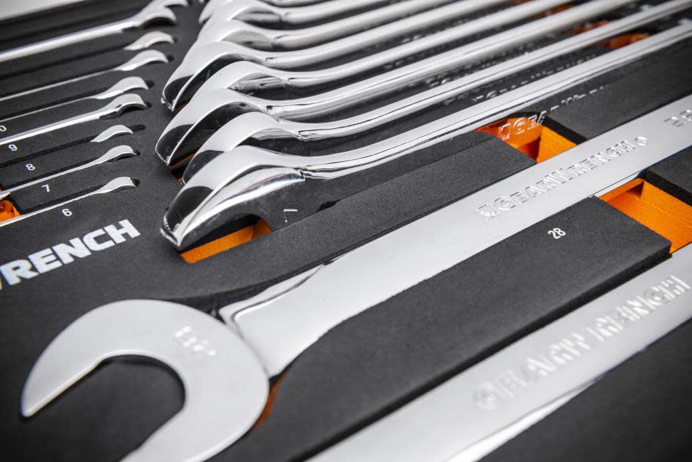 GEARWRENCH 24 Piece 12 Point Long Pattern Combination Metric Wrench Set in Foam Storage Tray - GWMSCWL12MM