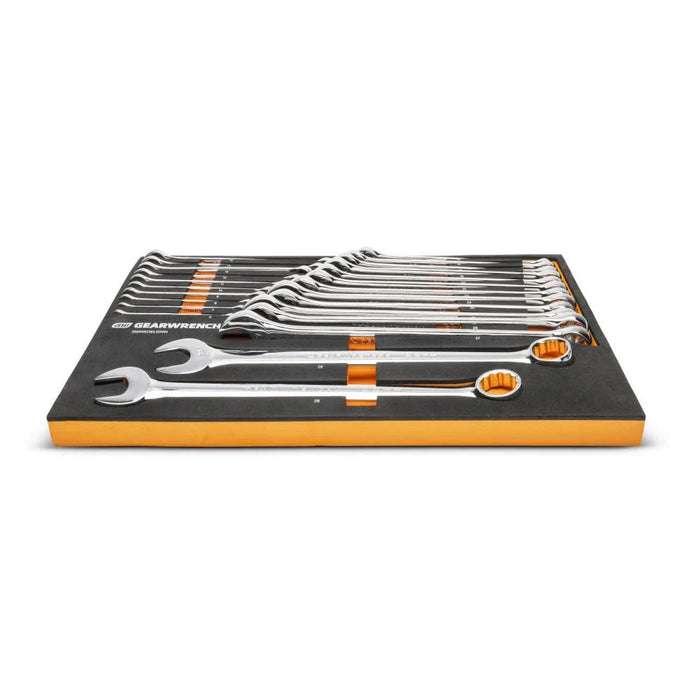 GEARWRENCH 24 Piece 12 Point Long Pattern Combination Metric Wrench Set in Foam Storage Tray - GWMSCWL12MM