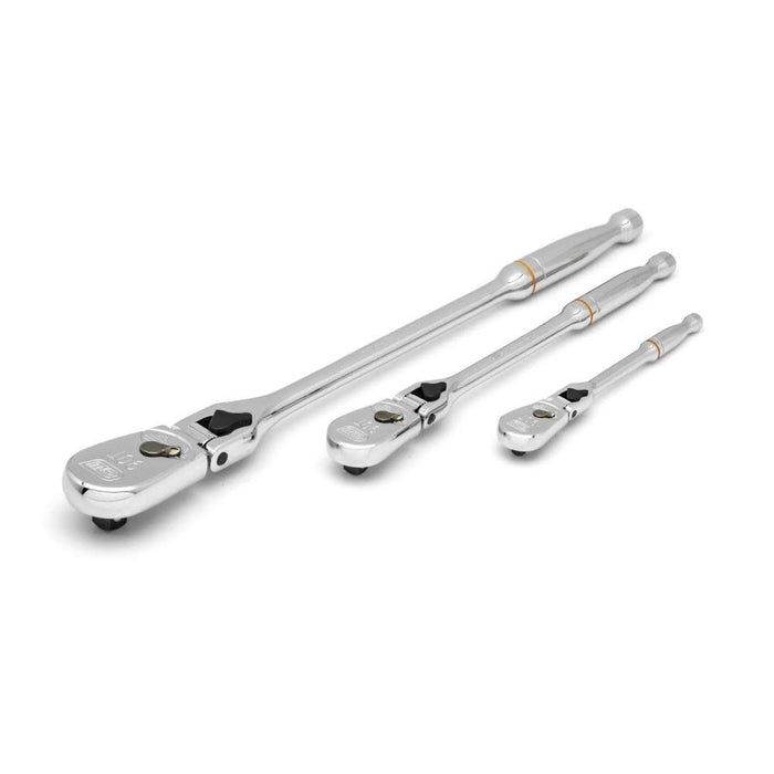 GEARWRENCH 3 Pc. 1/4", 3/8" & 1/2" Drive 90 Tooth Locking Flex Head Teardrop Ratchet Set - 81276T