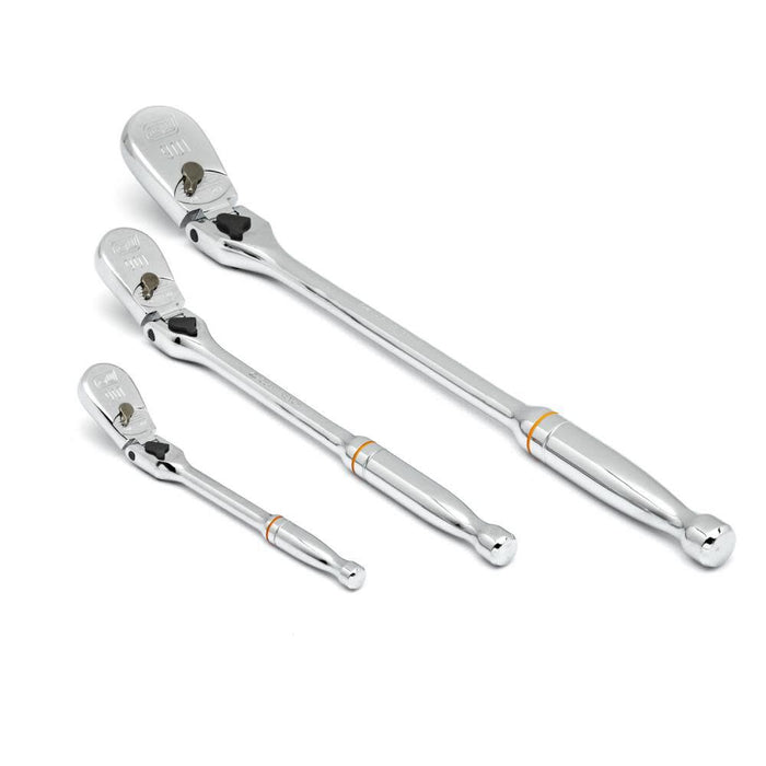 GEARWRENCH 3 Pc. 1/4", 3/8" & 1/2" Drive 90 Tooth Locking Flex Head Teardrop Ratchet Set - 81276T
