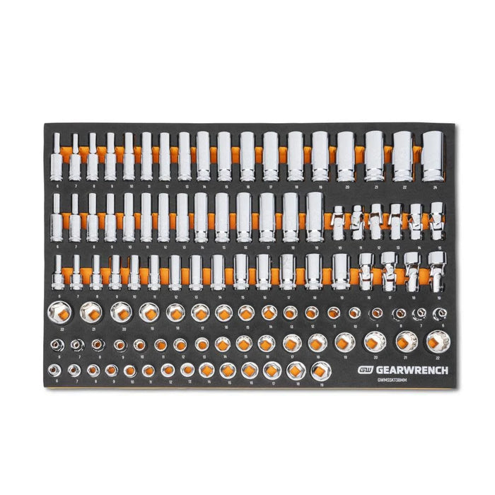 GEARWRENCH GWMSSKT38MM 104 Piece 3/8" Drive Master Metric Socket Set in Foam Storage Tray