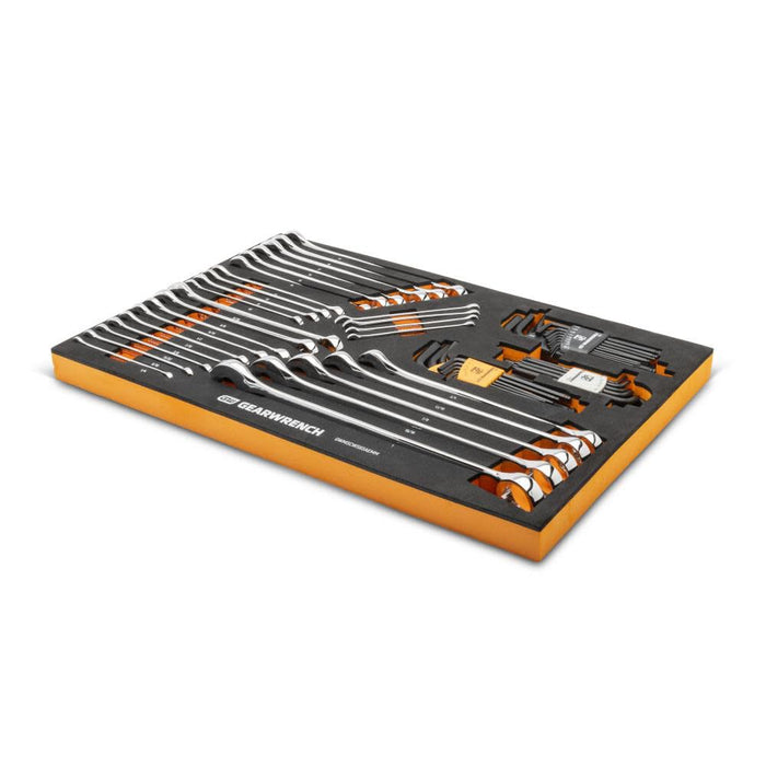 GEARWRENCH 59 Piece 6 Point Combination Wrench and Hex Key Set in Foam Storage Tray - GWMSCWS6SAEMM
