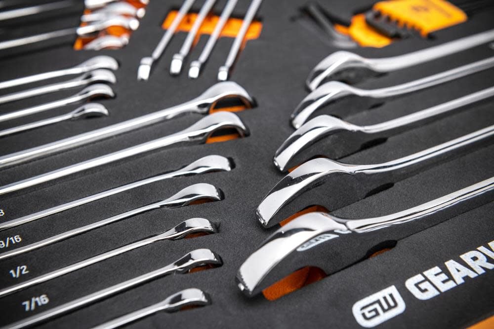 GEARWRENCH 59 Piece 6 Point Combination Wrench and Hex Key Set in Foam Storage Tray - GWMSCWS6SAEMM