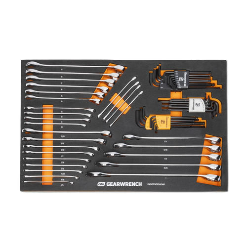 GEARWRENCH 59 Piece 6 Point Combination Wrench and Hex Key Set in Foam Storage Tray - GWMSCWS6SAEMM