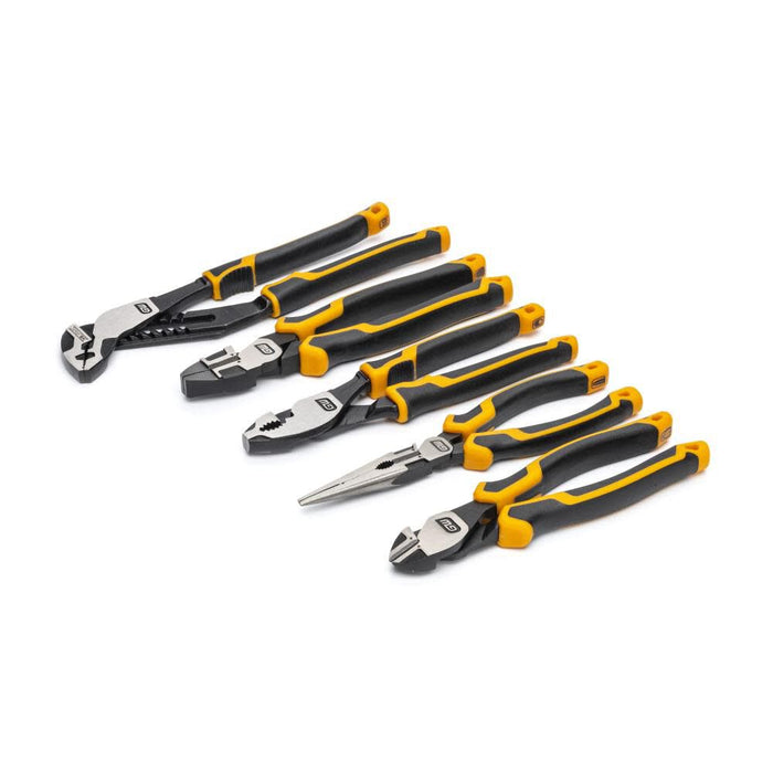GEARWRENCH (GWMSPLR01) 5 Piece PITBULL Cushion Grip Pliers Set in Foam Storage Tray
