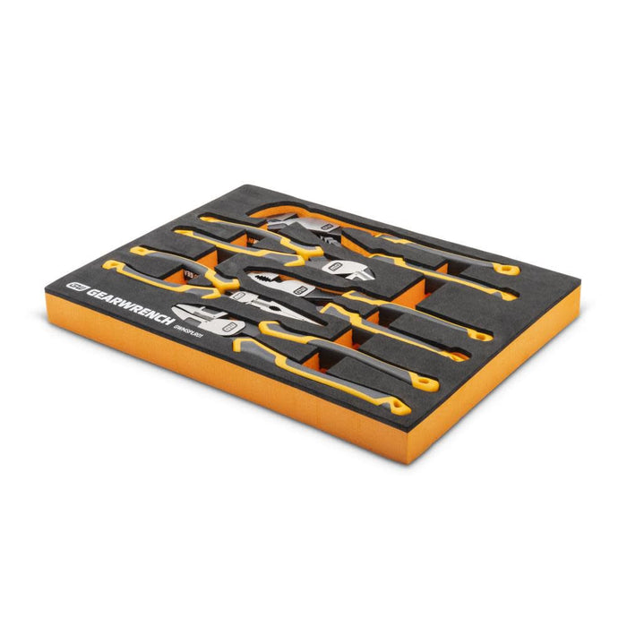 GEARWRENCH (GWMSPLR01) 5 Piece PITBULL Cushion Grip Pliers Set in Foam Storage Tray