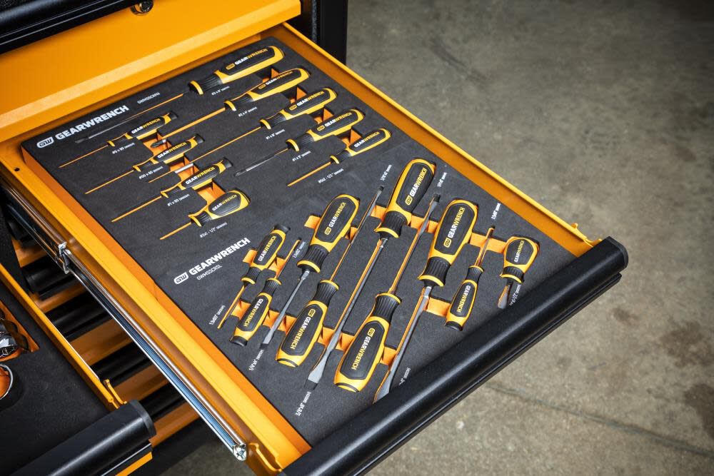 GEARWRENCH (GWMSSCRSL) 9 Piece Slotted Dual Material Screwdriver Set in Foam Storage Tray
