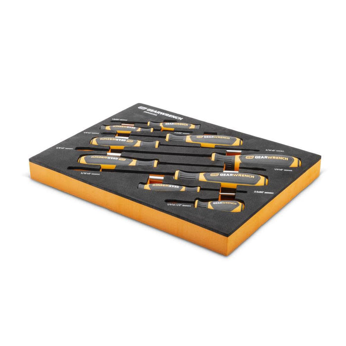 GEARWRENCH (GWMSSCRSL) 9 Piece Slotted Dual Material Screwdriver Set in Foam Storage Tray