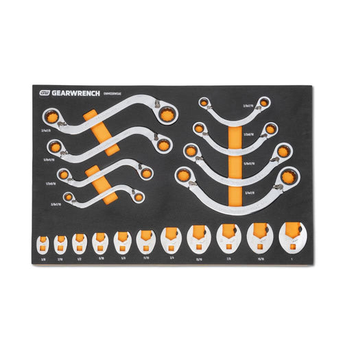 GEARWRENCH 19 Piece Specialty Ratcheting SAE Wrench Set in Foam Storage Tray - GWMSSRWSAE