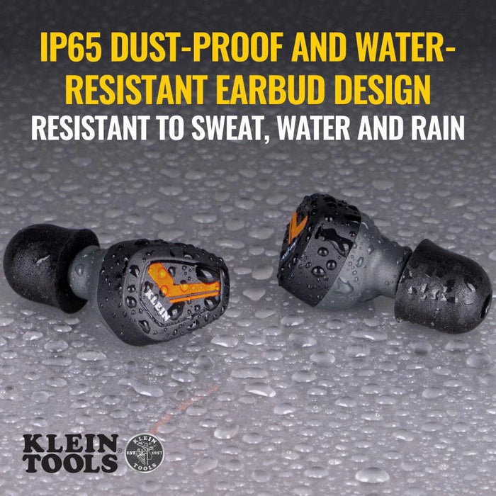 Klein Tools AESEB1 Bluetooth Jobsite Earbuds, Wireless Hearing Protection Earplugs with 28dB Noise Reduction Rating, 15-Hour Playtime