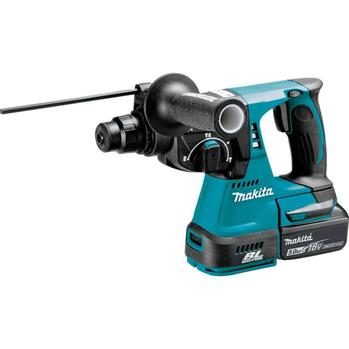 Makita XRH01T 18V LXT Brushless 1" SDS-PLUS Rotary Hammer Kit, var. spd., rev., case (5.0Ah) & FREE Makita T-90037