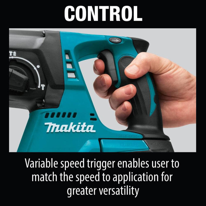 Makita XRH01T 18V LXT Brushless 1" SDS-PLUS Rotary Hammer Kit, var. spd., rev., case (5.0Ah) & FREE Makita T-90037