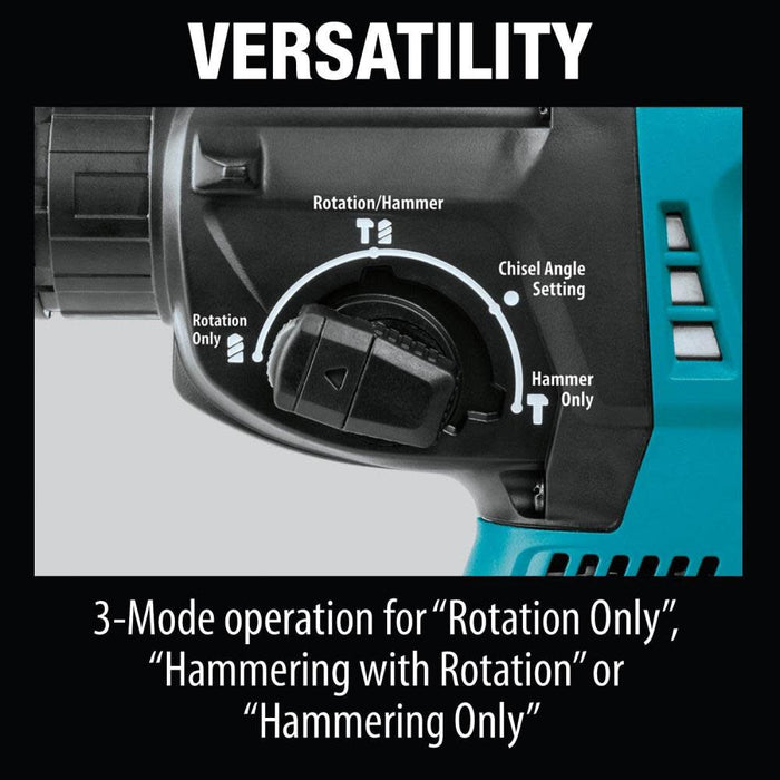 Makita XRH01T 18V LXT Brushless 1" SDS-PLUS Rotary Hammer Kit, var. spd., rev., case (5.0Ah) & FREE Makita T-90037