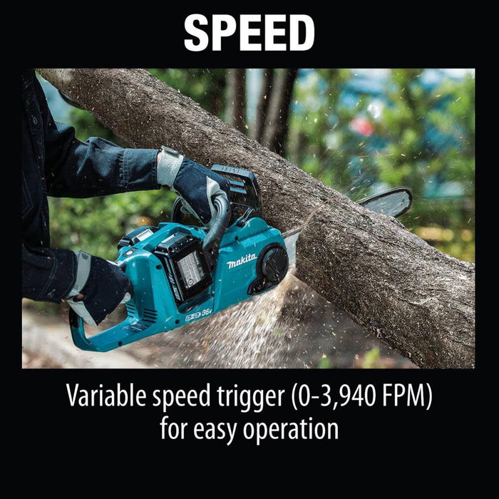 Makita 36V (18V X2) LXT Brushless 14" Chain Saw Kit with 4 Batteries