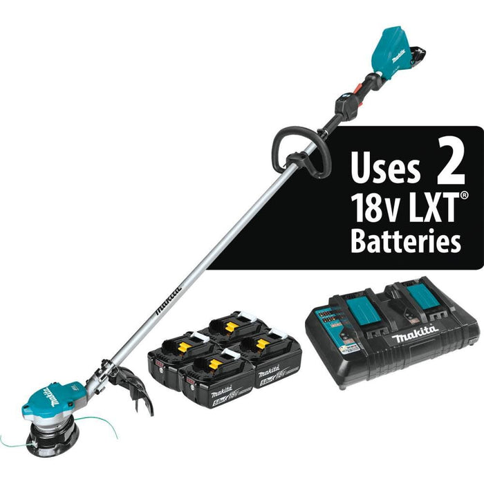 Makita (XRU15PT1) 18V LXT Lithium-Ion Brushless Cordless String Trimmer Kit with 4 Batteries (5.0Ah)