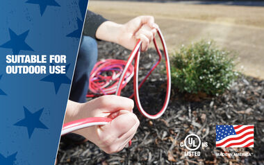 Southwire 100-Feet, Contractor Grade, 12/3 Extension Cord, With Lighted End, Red White And Blue, American Made Extension Cord, Indoor and Outdoor Use, Water Resistant Flexible Jacket