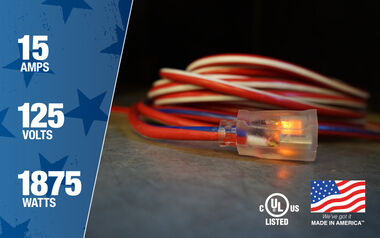 Southwire 100-Feet, Contractor Grade, 12/3 Extension Cord, With Lighted End, Red White And Blue, American Made Extension Cord, Indoor and Outdoor Use, Water Resistant Flexible Jacket