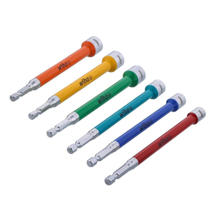 Wiha 70487 6 Piece Color Coded Magnetic Nut Setter Metric Set