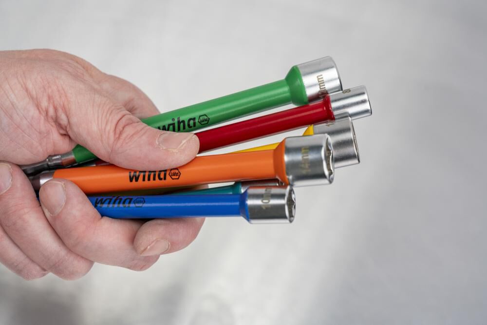 Wiha 70487 6 Piece Color Coded Magnetic Nut Setter Metric Set