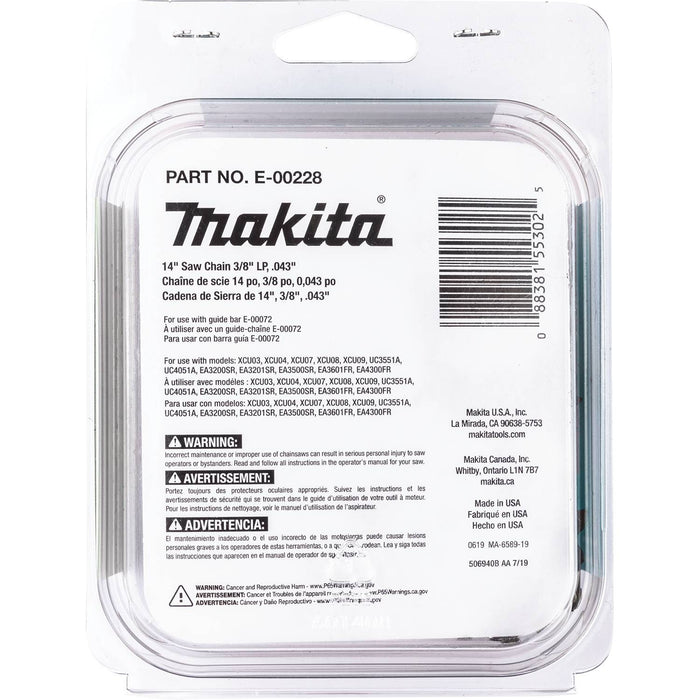 Makita (E-00228) 14in Chainsaw Chain, 3/8in Low Profile Pitch, .043in Gauge