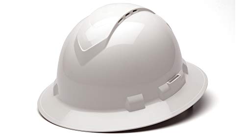Pyramex Ridgeline Full Brim Hard Hat, Vented, 4-Point Ratchet Suspension