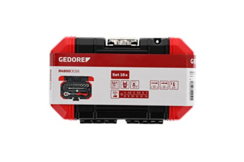 Gedore Red Socket Spanner set size4-13mm 16pcs (R49003016)