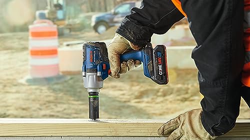 BOSCH 18V Brushless Connected-Ready 1/2 In. Mid-Torque Impact Wrench Kit with Friction Ring and Thru-Hole and (2) CORE18V 4 Ah Batteries