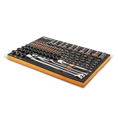 GEARWRENCH 97 Piece 1/4�, 3/8�, 1/2� Drive Bolt Biter Mechanics Tool Set in Foam Storage Tray - GWMSBBS02