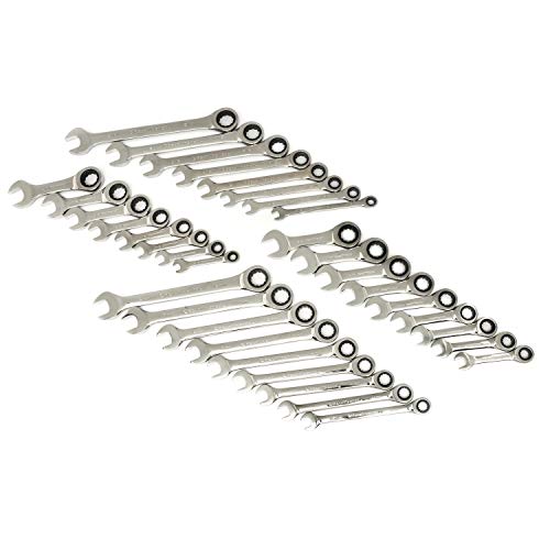 GEARWRENCH 85034 34 Pc. Standard & Stubby Ratcheting Wrench Set, SAE & Metric
