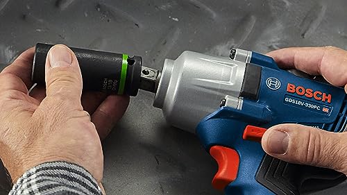 BOSCH 18V Brushless Connected-Ready 1/2 In. Mid-Torque Impact Wrench Kit with Friction Ring and Thru-Hole and (2) CORE18V 4 Ah Batteries