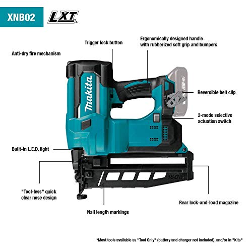 Makita (XNB02RJ) 18V LXT 2-1/2" 16-Gauge Straight Finish Nailer Kit