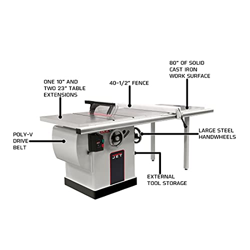JET JTAS-12-DX, 12-Inch XACTA Cabinet Saw, 5HP, 1Ph 230V (708546PK)