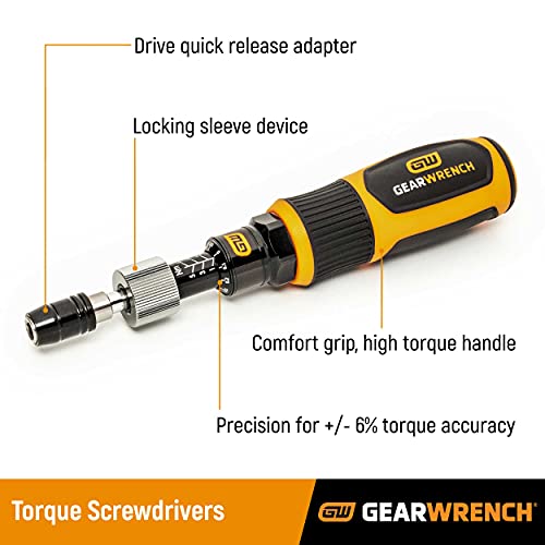 GEARWRENCH 20 Pc. 1/4" Drive Torque Screwdriver Set 10-50 In/lbs. - 89620