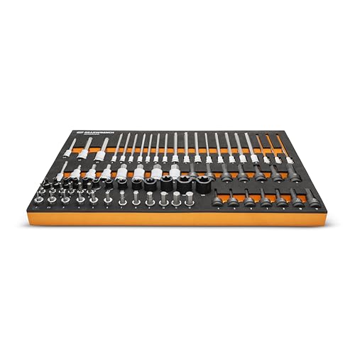 GEARWRENCH 74 Piece 1/4�, 3/8�, 1/2� Drive Metric Bit Socket Set in Foam Storage Tray - GWMSBSKCBMM