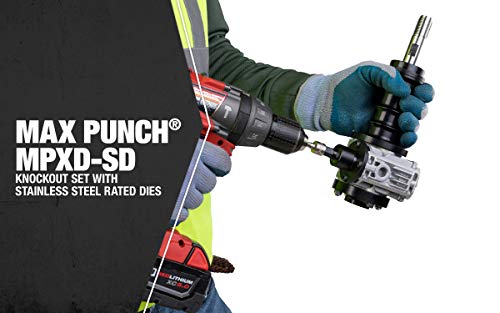Southwire MP-XD Max Punch, Knockout Tool Used with Cordless Drill, Virtually Universal, Heavy Duty Cutting, Quick Accurate Knockouts