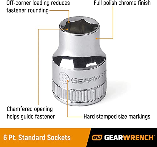 GEARWRENCH 110 Pc. 1/4", 3/8" & 1/2" Drive 6 & 12 Pt. Mechanics Tool Set, Standard & Deep, SAE/Metric - 89058