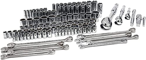 GEARWRENCH 110 Pc. 1/4", 3/8" & 1/2" Drive 6 & 12 Pt. Mechanics Tool Set, Standard & Deep, SAE/Metric - 89058