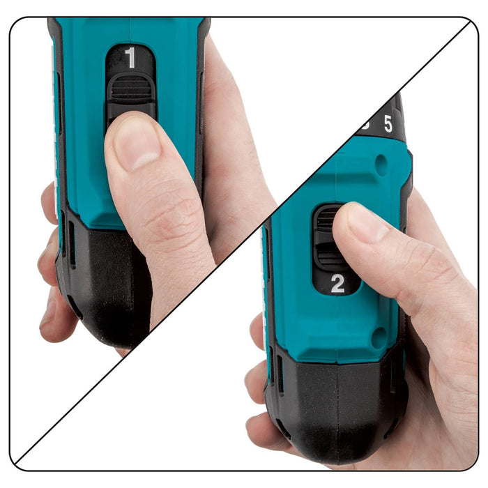 Makita (FD10R1) 12V max CXT Lithium-Ion Cordless 1/4" Hex Screwdriver Kit, 2-speed, var. spd., L.E.D. Light, case (2.0Ah)