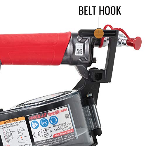 MAX USA (HN65J2) PowerLite High Pressure Coil Metal Connector Nailer up to 2-1/2 In.