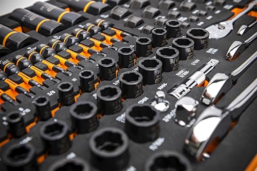 GEARWRENCH 97 Piece 1/4�, 3/8�, 1/2� Drive Bolt Biter Mechanics Tool Set in Foam Storage Tray - GWMSBBS02