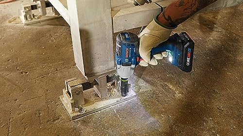 BOSCH 18V Brushless Connected-Ready 1/2 In. Mid-Torque Impact Wrench Kit with Friction Ring and Thru-Hole and (2) CORE18V 4 Ah Batteries