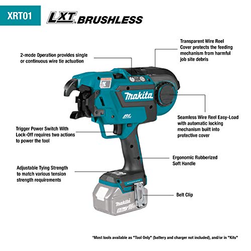 Makita (XRT01TK) 18V LXT Lithium-Ion Brushless Cordless Rebar Tying Tool Kit (5.0Ah)