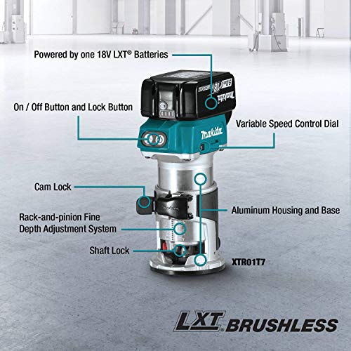 Makita (XTR01T7) 18V LXT Lithium-Ion Brushless Cordless Compact Router Kit