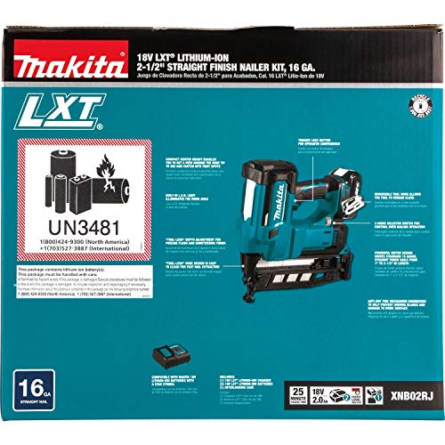 Makita (XNB02RJ) 18V LXT 2-1/2" 16-Gauge Straight Finish Nailer Kit