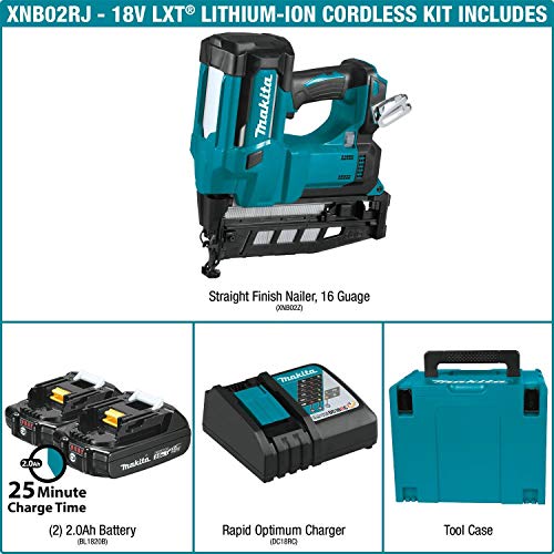Makita (XNB02RJ) 18V LXT 2-1/2" 16-Gauge Straight Finish Nailer Kit