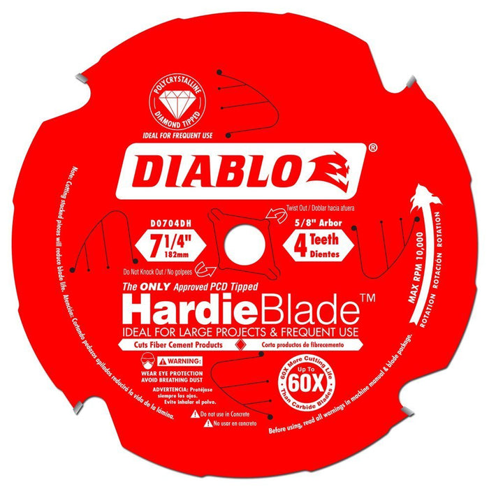Diablo Tools (D0704DHA) 7-1/4in x 4 Tooth (PCD) Fiber Cement Hardie Blade (Pack of 5)