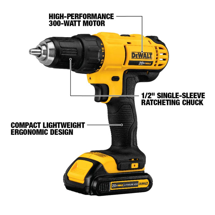 DeWALT (DCD771C2) 20V MAX Lithium-Ion Compact Drill/Driver Kit