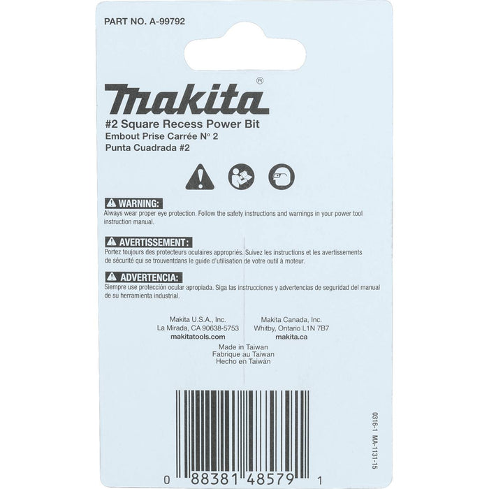 Makita (A-99792) Impact X #2 Square Recess 2″ Power Bit (15-Pack)