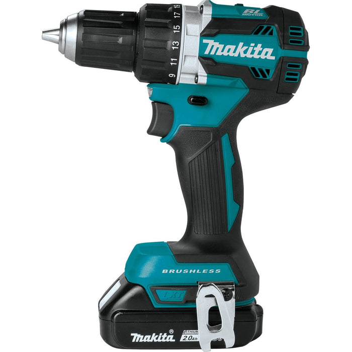 Makita 18V LXT Lithium‑Ion Compact Brushless Cordless 1/2" Driver‑Drill Kit (2.0Ah)